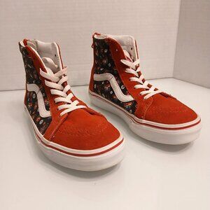 Vans Girls Sk8-Hi Zip Glow Butterfly Size 2.5 Lace Up High Top Shoes Red